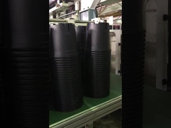 กระถางดอกไม้พลาสติกกลมสีแดงกระถางเนอสเซอรี่สำหรับจัดสวนกระถาง