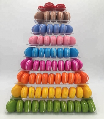 9 ชั้น พลาสติกสแควร์ Macaron Tower Stand Display สําหรับการบรรจุอาหารในประเทศฝรั่งเศส