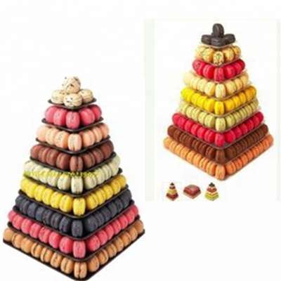 9 ชั้น พลาสติกสแควร์ Macaron Tower Stand Display สําหรับการบรรจุอาหารในประเทศฝรั่งเศส