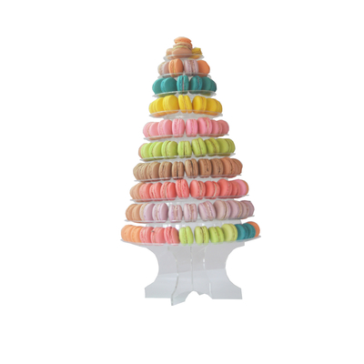 สีดําใส 10 ชั้น Macaron Blister Tower Stand Packaging กับอะคริลิค ดีที่สุดการตกแต่งเค้ก