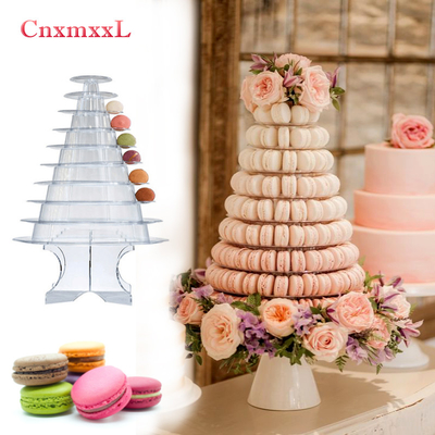 สีดําใส 10 ชั้น Macaron Blister Tower Stand Packaging กับอะคริลิค ดีที่สุดการตกแต่งเค้ก