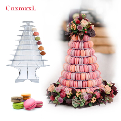 สีดําใส 10 ชั้น Macaron Blister Tower Stand Packaging กับอะคริลิค ดีที่สุดการตกแต่งเค้ก