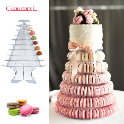 สีดําใส 10 ชั้น Macaron Blister Tower Stand Packaging กับอะคริลิค ดีที่สุดการตกแต่งเค้ก