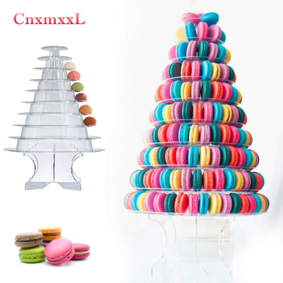 สีดําใส 10 ชั้น Macaron Blister Tower Stand Packaging กับอะคริลิค ดีที่สุดการตกแต่งเค้ก