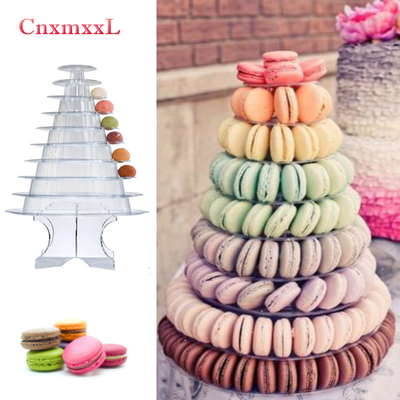 สีดําใส 10 ชั้น Macaron Blister Tower Stand Packaging กับอะคริลิค ดีที่สุดการตกแต่งเค้ก