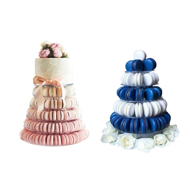 6 ชั้น กระจกใส Macaron Tower สําหรับการตกแต่งเค้ก