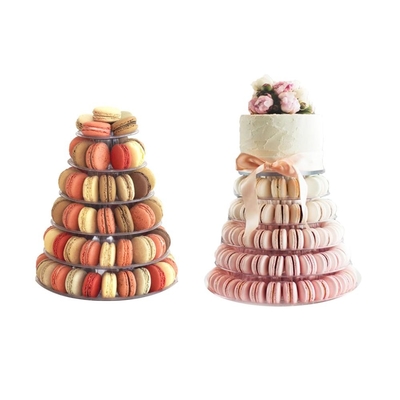 6 ชั้น กระจกใส Macaron Tower สําหรับการตกแต่งเค้ก