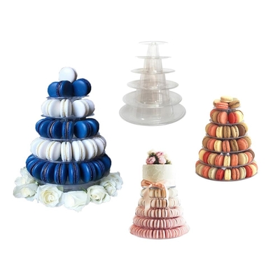 6 ชั้น กระจกใส Macaron Tower สําหรับการตกแต่งเค้ก