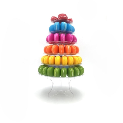 6 ชั้น กระจกใส Macaron Tower สําหรับการตกแต่งเค้ก
