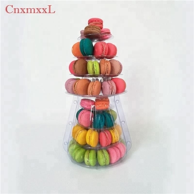 สีใส พลาสติก Macaron มินิ ทาวเวอร์ยืน 4 ชั้น Macaron Tower