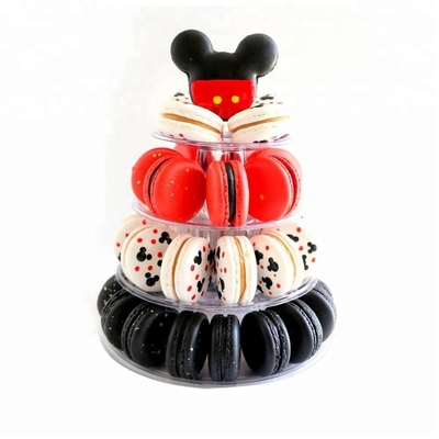 สีใส พลาสติก Macaron มินิ ทาวเวอร์ยืน 4 ชั้น Macaron Tower