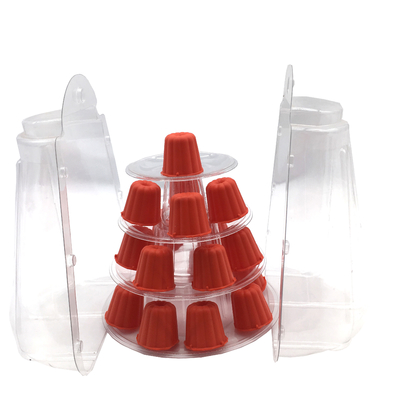 พลาสติกใสขนาดเล็ก 4 ชั้น Canele Tower Stand สําหรับการแสดง Canele / Macaron และการตกแต่งเค้ก
