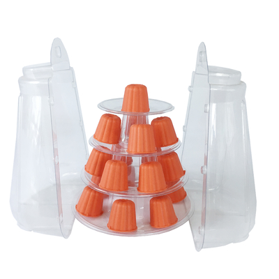 พลาสติกใสขนาดเล็ก 4 ชั้น Canele Tower Stand สําหรับการแสดง Canele / Macaron และการตกแต่งเค้ก