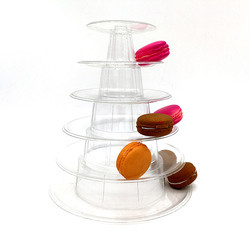 พลาสติกใสขนาดเล็ก 4 ชั้น Canele Tower Stand สําหรับการแสดง Canele / Macaron และการตกแต่งเค้ก