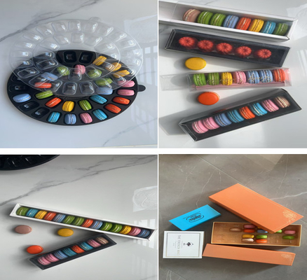 สตริปร้อนแมคคารอน กล่องโปร่ง กล่องด้านบนและด้านล่าง กล่องแสดงแมคคารอน 12pcs