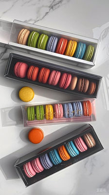 Eco-Friendly Transparent Macaron Packaging with Custom Printing and Display Stand for Gift Boxes