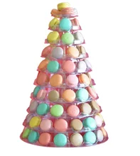 บรรจุภัณฑ์พลาสติก Macaron Blister สีดำ 9 ชั้นสะดวก Macarons Tower Stand