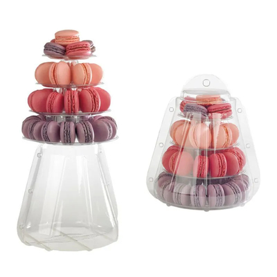 บรรจุภัณฑ์พลาสติก Macaron Blister สีดำ 9 ชั้นสะดวก Macarons Tower Stand