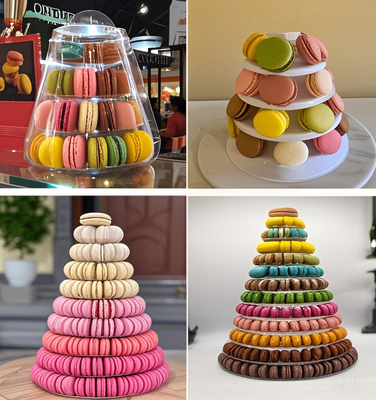 โครงการพิมพ์ใหม่ Macaron Tower 13 Tier พลาสติก Macaron Tower