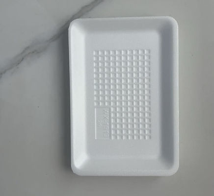 ถาดผลไม้แบบใช้แล้วทิ้ง ก้นแบน พลาสติกสีดำใส สำหรับผักและผลไม้สด ถาดผลไม้