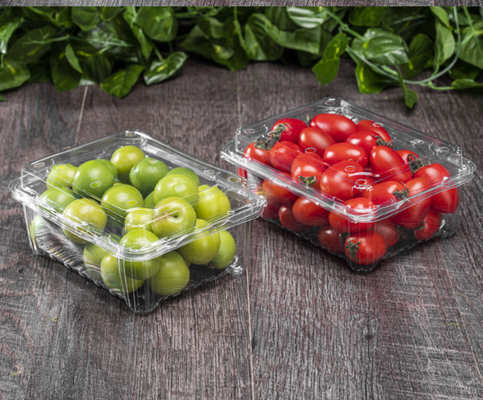 clear plastic fruit box  berry clamshell container  plastic fruit punnet fruit packaging box hinged plastic container