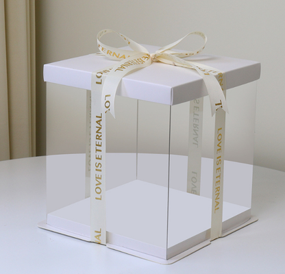 Fully transparent cake box - 4 inches, 6 inches, 8 inches, 10 inches, 12 inches, extra-high double-layer birthday cake box packaging box