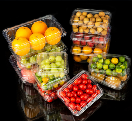 non‑toxic plastic box  clear thermoformed container odor‑free food container  PET blister punnet  see‑through plastic housing  food contact approved plastic